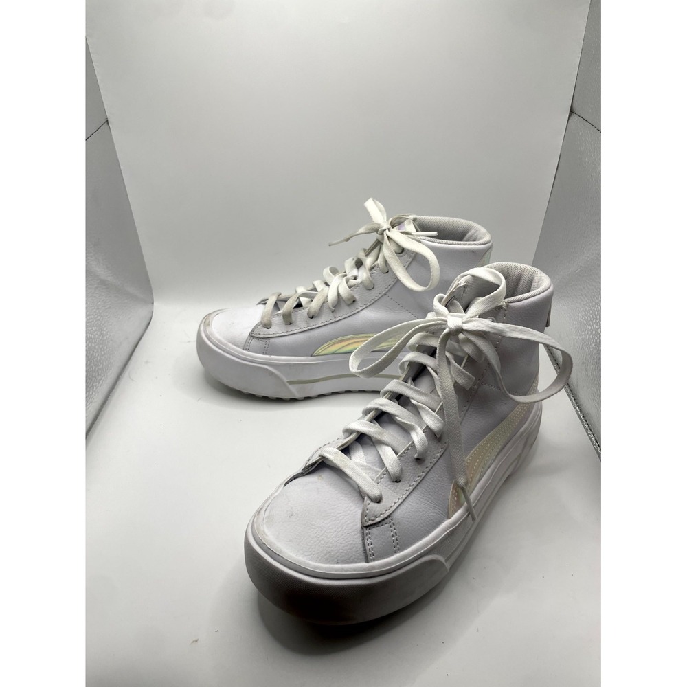 Puma Kaia Mid Irisistable 387109-01 Kids US 4.5 Shoes White Platform Sneakers